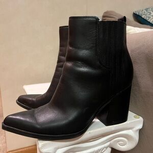 Marc Fisher Oshay Black Leather Ankle Boots